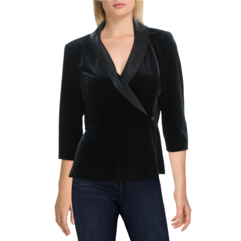 Alex Evenings petites womens velvet long sleeve wrap top