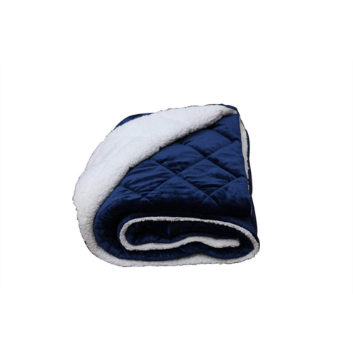 Homezia navy blue microfiber solid color plush throw