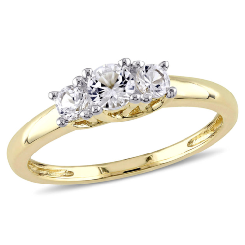 Mimi & Max 5/8ct tgw created white sapphire 3-stone engagement ring in 10k two-tone gold