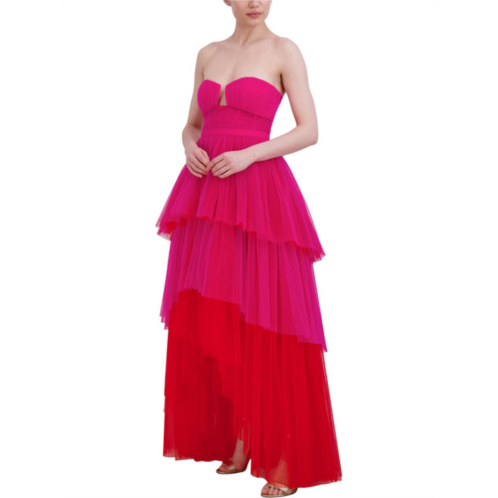 BCBGMAXAZRIA womens tulle long evening dress