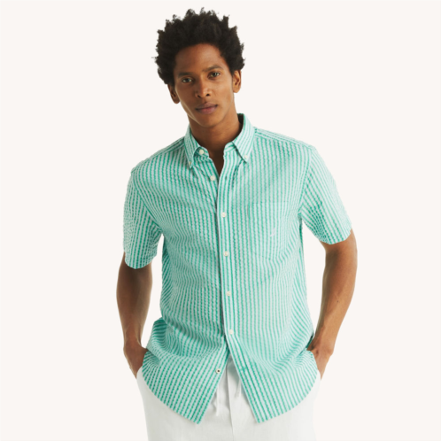 Nautica mens striped short-sleeve seersucker shirt