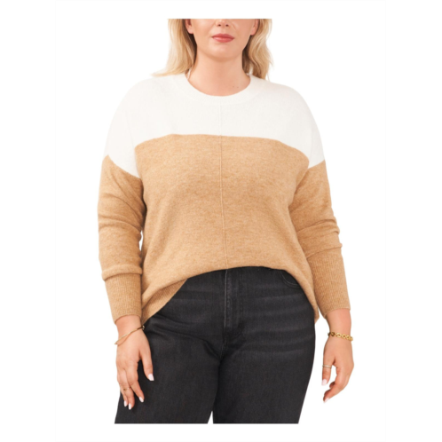 Vince Camuto plus womens heathered colorblock crewneck sweater