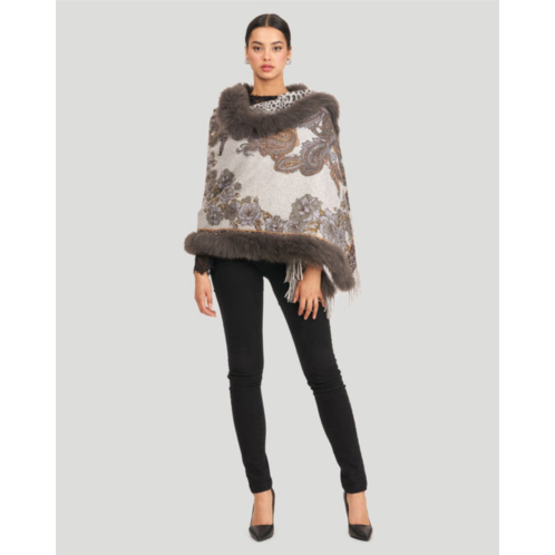 Gorski double faced cashmere stole with fox trim