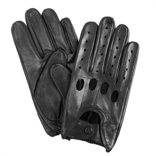 Isotoner signature mens smooth leather driving gloves in black