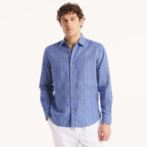 Nautica mens printed linen shirt
