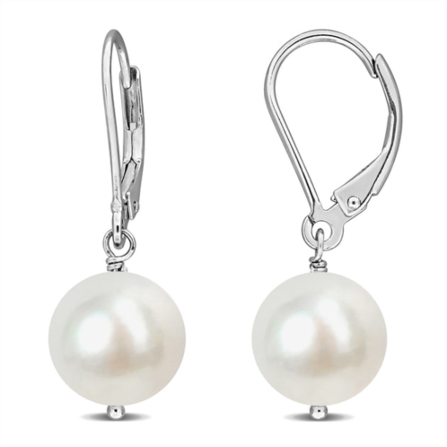 Mimi & Max 10-11mm white cultured freshwater pearl leverback drop earrings in sterling silver