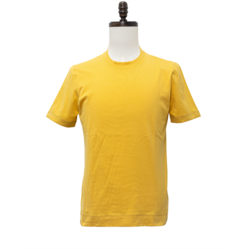 Brunello Cucinelli mens new solid yellow crew neck cotton tee shirt