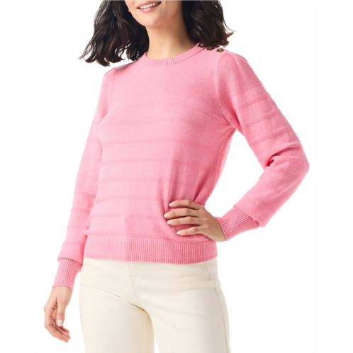 NICZOE button shoulder cashmere-blend sweater
