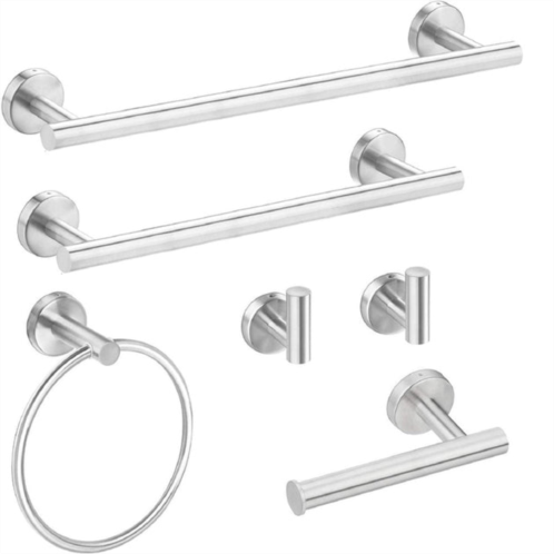 Hivvago 6-piece stainless steel towel rack set wall mount - brushed nickel