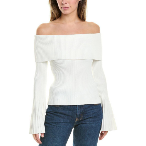 BCBGMAXAZRIA womens ribbed bell sleeve off the shoulder