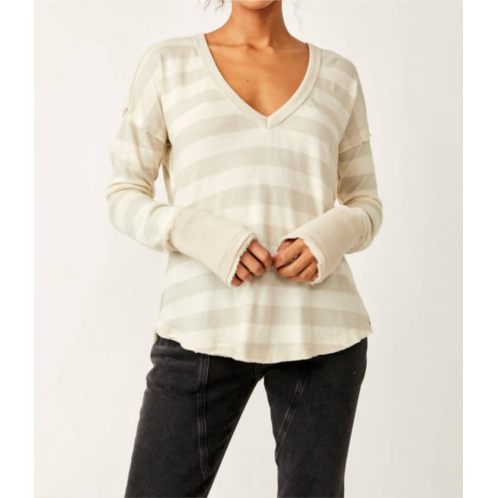 Free People sail away long sleeve tee in natural/tan stripes