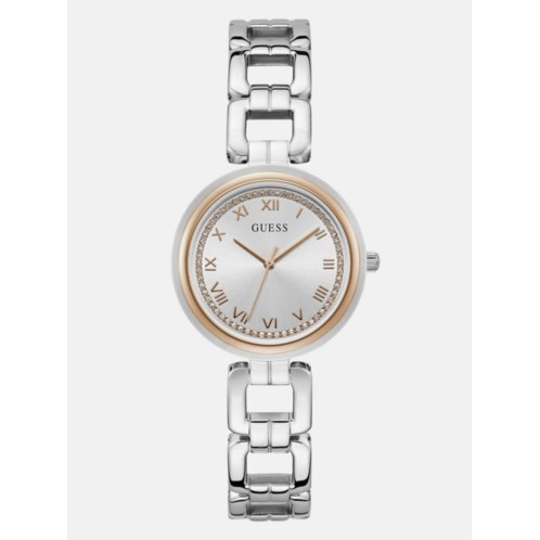 Guess Factory silver and rose gold-tone analog watch