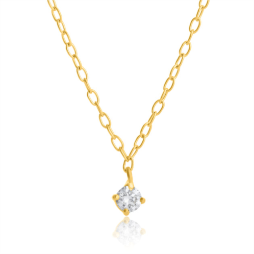 MAXCOLOR 14k yellow gold 2.7mm round diamond necklace