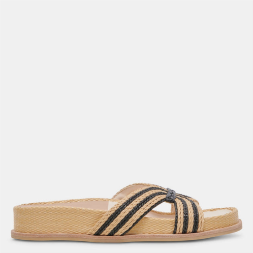 Dolce Vita selda wide sandals natural black raffia