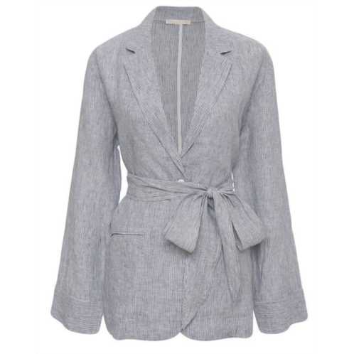 Gold Hawk mini stripe linen blazer in grey