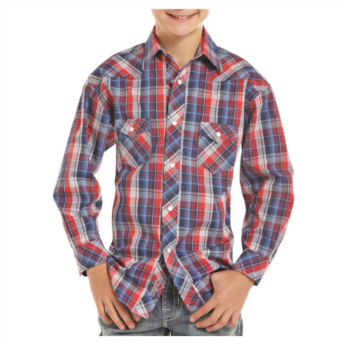 Rock & Roll Denim boys plaid western shirt in blue/red