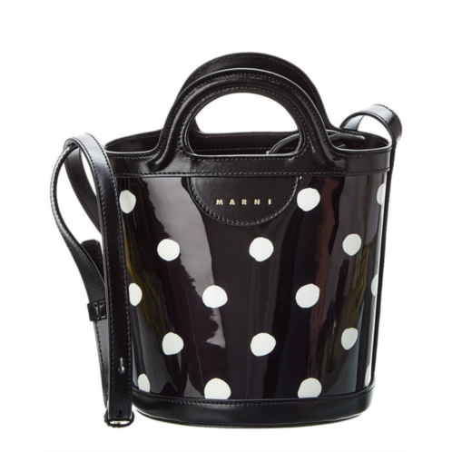 Marni tropicalia polka dot large leather bucket bag