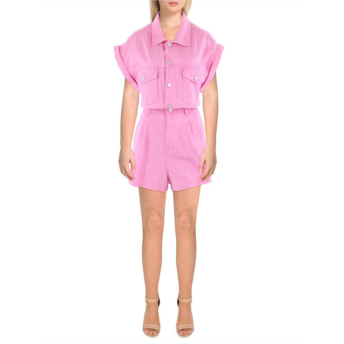 [BLANKNYC] womens rolled sleeves snap front romper