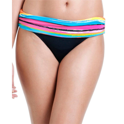 Anne Cole foldover mid-rise bikini bottom in painterly stripe