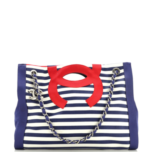 Chanel mariniere chain tote striped canvas small