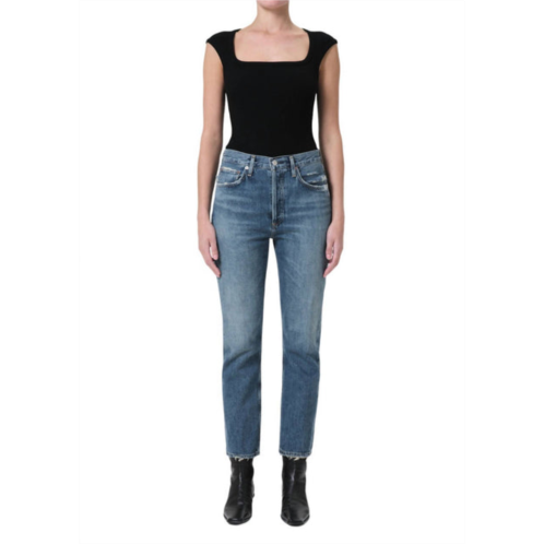 AGOLDE riley high rise straight crop jean in frequency