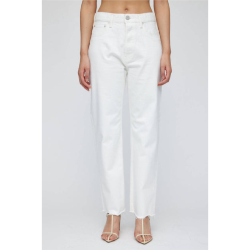 Moussy aurora wide straight-cropped jeans in white