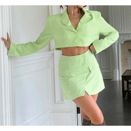 WE WORE WHAT blazer suiting skirt in sharp green