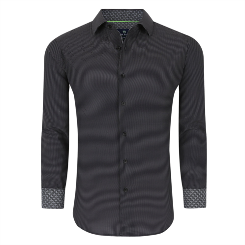 Tom Baine slim fit performance long sleeve geometric button down