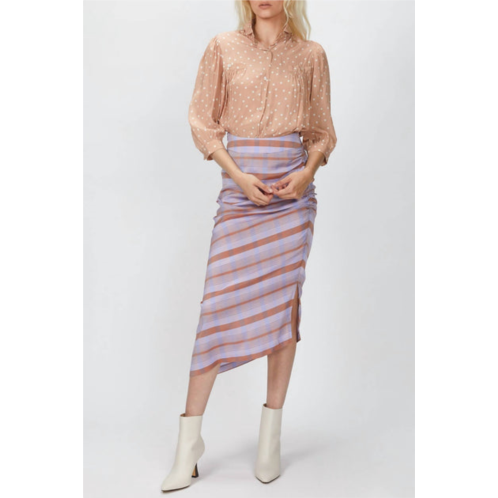 Smythe asymmetrical skirt in lavender plaid