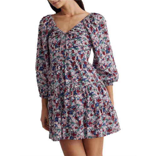 Madewell womens floral tiered mini dress