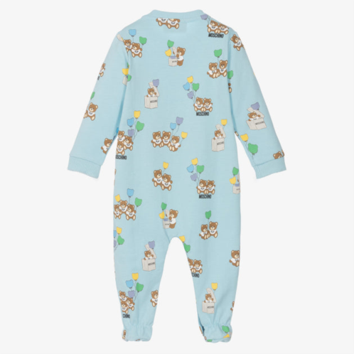 Moschino sky blue teddy & balloon logo babygrow