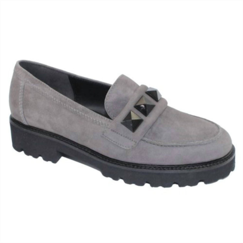 GABOR womens studded loafer in grey suede