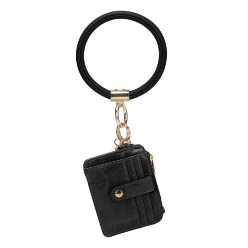 MKF Collection By Mia K. jordyn vegan leather bracelet keychain with a credit card holder