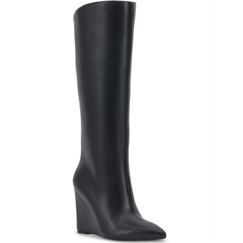 INC appile womens faux leather pointed toe knee-high boots