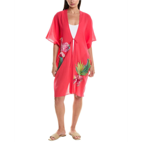 Natori gauze applique cover-up