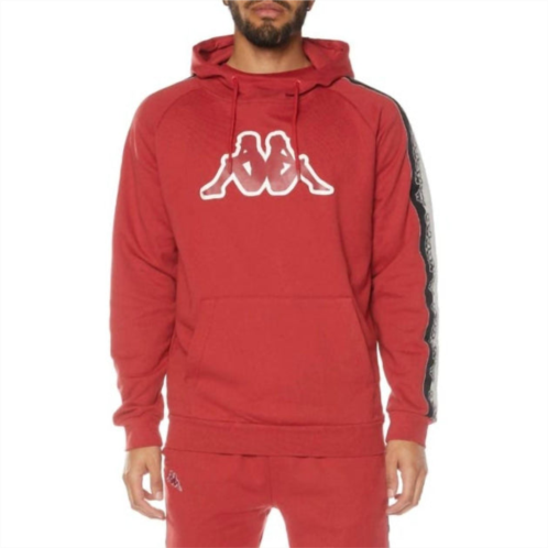 Kappa mens logo tape dapet hoodie in red/grey/black