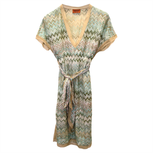 Missoni belted v-neck dress in blue viscose