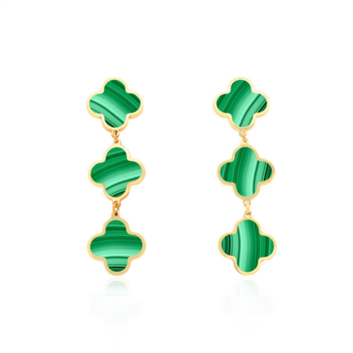 The Lovery malachite clover dangle earrings