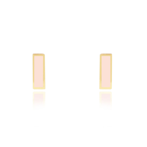 The Lovery pink pearl bar stud earrings