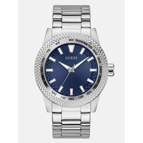 Guess Factory silver-tone and blue analog watch