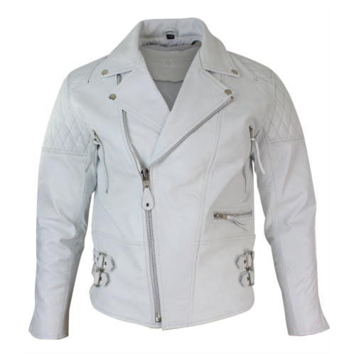 TruClothing cross zip cowhide padded biker jacket