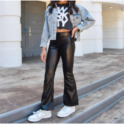 Katie J NYC girls woodstock vegan leather pants in black