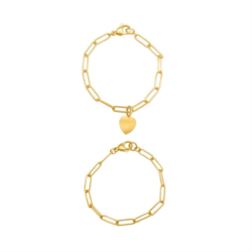 Adornia heart paper clip chain set gold