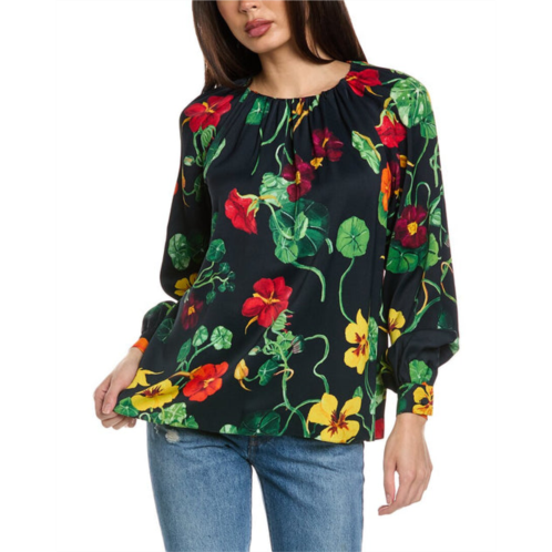 Oscar de la Renta nasturtium satin back crepe blouse