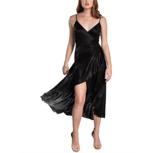 Dress The Population womens shimmer tea length wrap dress