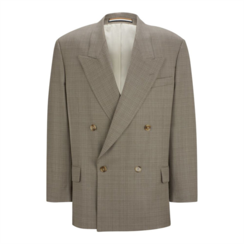 BOSS relaxed-fit jacket in checked virgin-wool serge