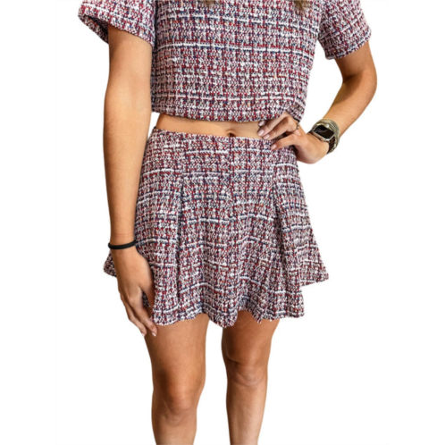 Sincerely Ours penny mini skort in navy rainbow tweed