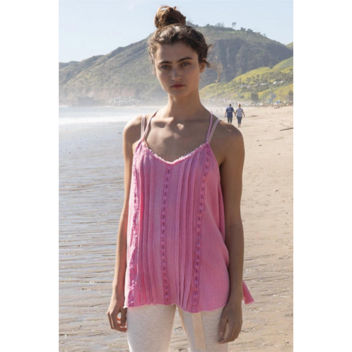 POL crochet detail tank in pink