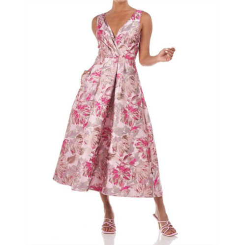 Kay Unger poppy tea length dress in azalea