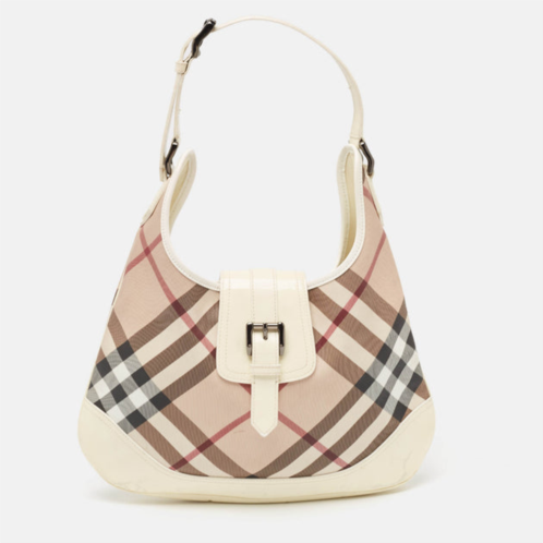 Burberry nova check pvc and patent leather brooke hobo